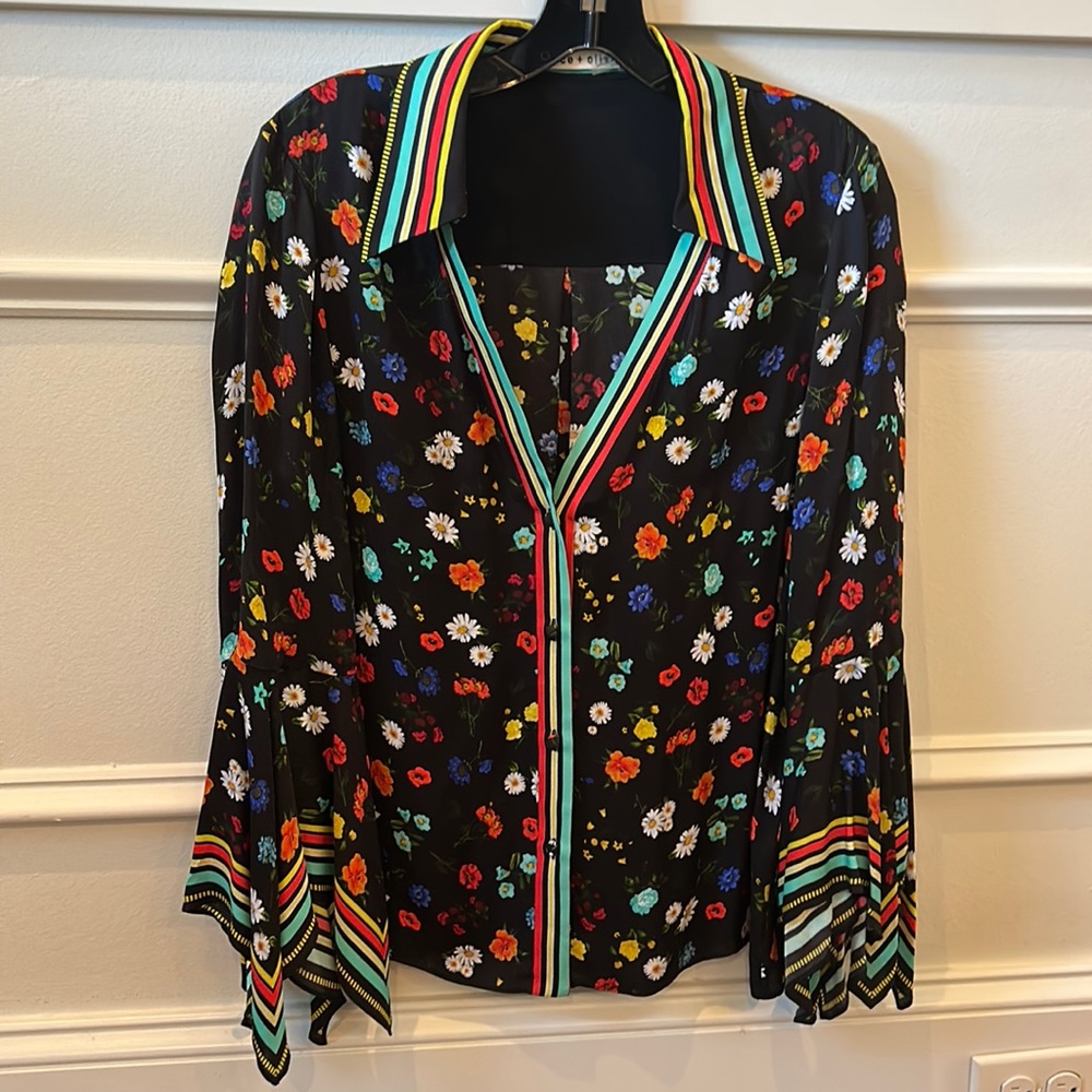 Alice + Olivia floral silk shirt